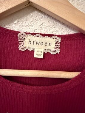 btween Ribbed Crewneck Tunic Dress in Berry